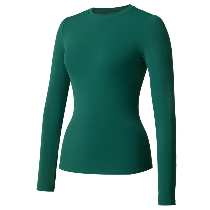 Custom LOGO Women's Naked Yoga Suit Long Sleeve T-Shirt Elastic Quick Drying Slim Fit Belly Running Fitness Top