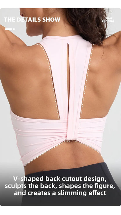 Custom LOGO women's 2026 summer high-end fashion integrated chest pad, beautiful back yoga bra, running training fitness vest