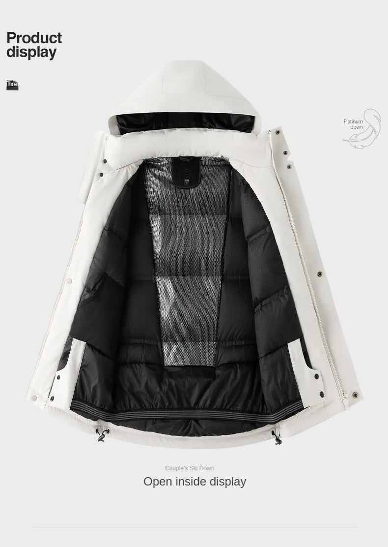 Winter Warm duck down Jacket Custom Logo Thick Skiing Down Jacket Coat Print Company Brand Design Outdoor Windproof jacket