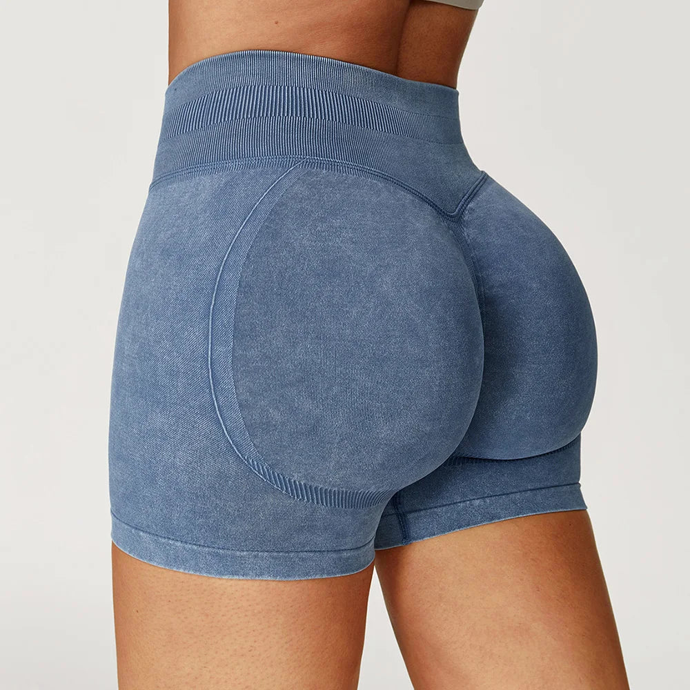 Sand Washed Yoga Shorts Women Yoga Shorts High Waist Workout Shorts Fitness Yoga Lift Butt Fitness Yoga Gym Running Short Pants