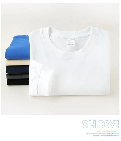 DIY Custom LOGO 260GSM 100% Cotton Heavy Weight Oversized Men T-shirt Long sleeves Pure Color For Winter Autumn Streetwear Tops
