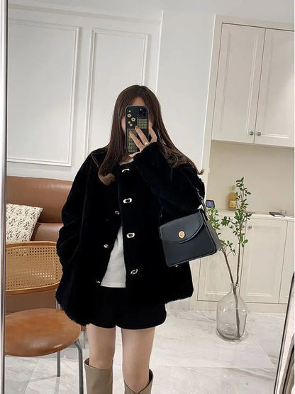 Lamb Fur Jacket for Women Pure Wool Fur Coats Particle Sheep Fleece Gold Buckle Composite Fur Integrated Women's Winter Coat FCY