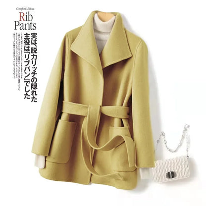 YOLANFAIRY Winter Double-sided Woolen Coat Women's Short Hepburn 100% Wool Coat for Women Elegant Clothes Chaqueta Feminine F