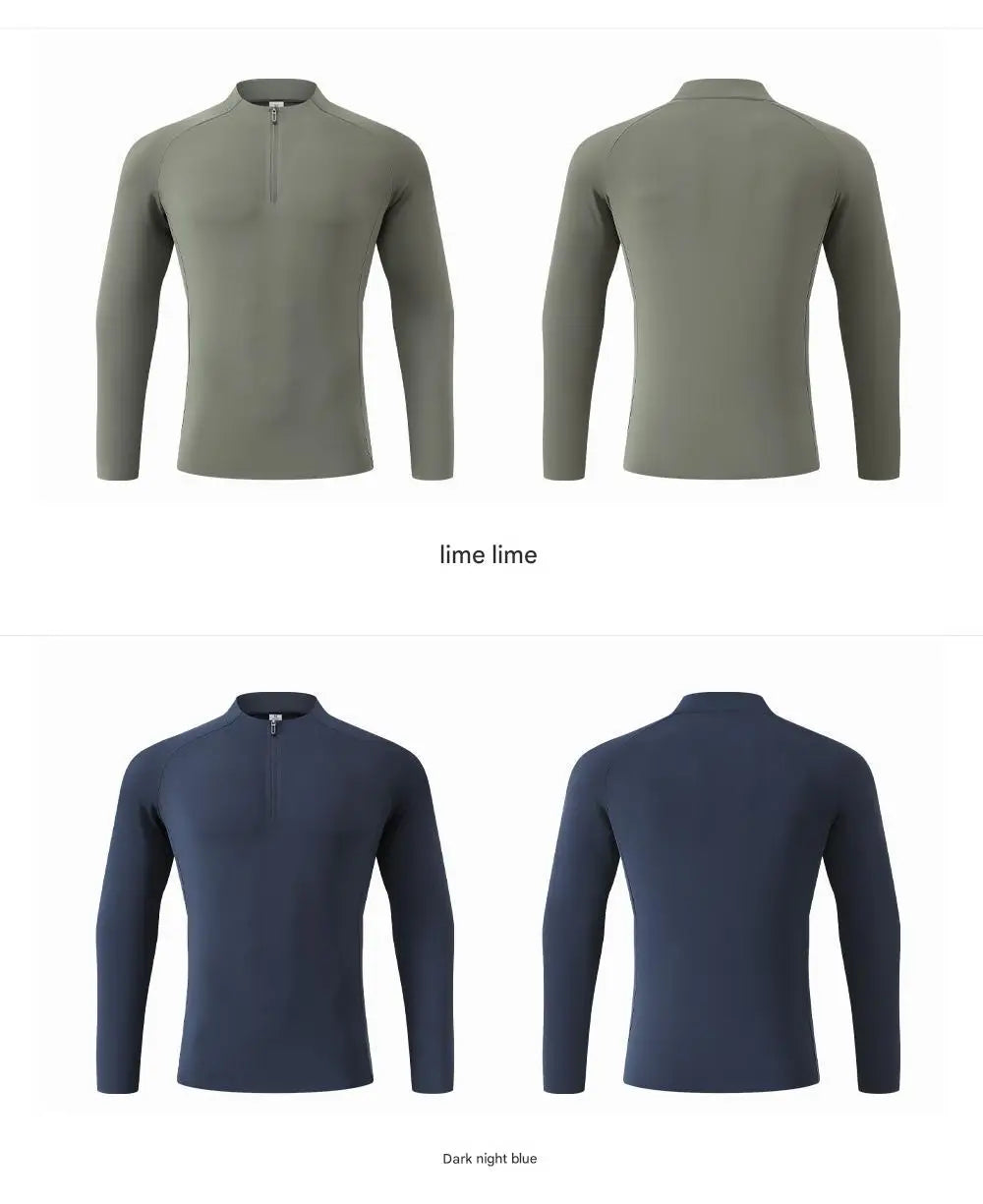 #9907-XIYU Custom LOGO Fitness Compression Sport Gym Running Exercise Elastic Long Sleeves half zip High neck Tops men T-shirt