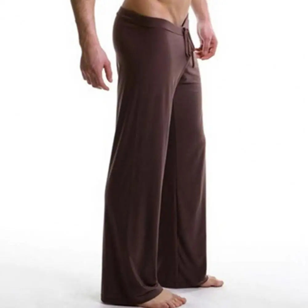 Men Yoga Pants Low Waist Drawstring Straight Loose Pajama Pants Thin Sports Comfortable Elastic Waist Men Sports Trousers
