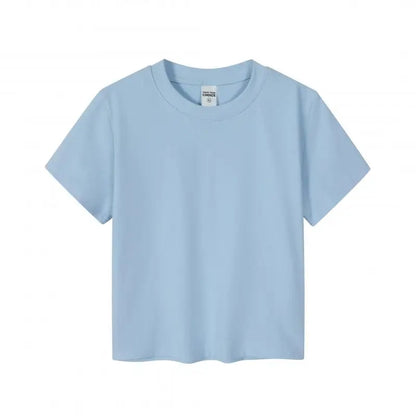 Crop Top Women Custom LOGO Free Print  Short Sleeve  Solid Slim Fit Crew Neck Tee Basic Skinny Tight Casual Workout Yoga Tshirt