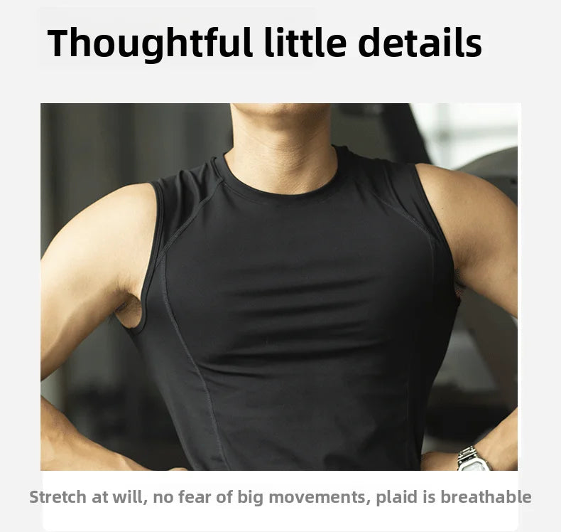 Custom LOGO men's fitness quick-drying vest tights vest elastic breathable sweat sleeveless high-elastic training clothes top