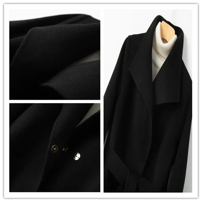 YOLANFAIRY Winter Double-sided Woolen Coat Women's Short Hepburn 100% Wool Coat for Women Elegant Clothes Chaqueta Feminine F