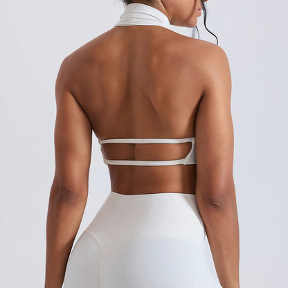 Halter Top Gym Vest Woman Backless Tank Tops Push Up Sport Bras Running Vest Workout Underwear With Chest Cushion Top Activewear