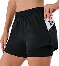 Custom LOGO women's breathable loose anti-light yoga zipper pocket outdoor mountaineering running sports shorts
