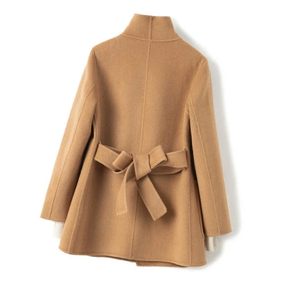 YOLANFAIRY Winter Double-sided Woolen Coat Women's Short Hepburn 100% Wool Coat for Women Elegant Clothes Chaqueta Feminine F