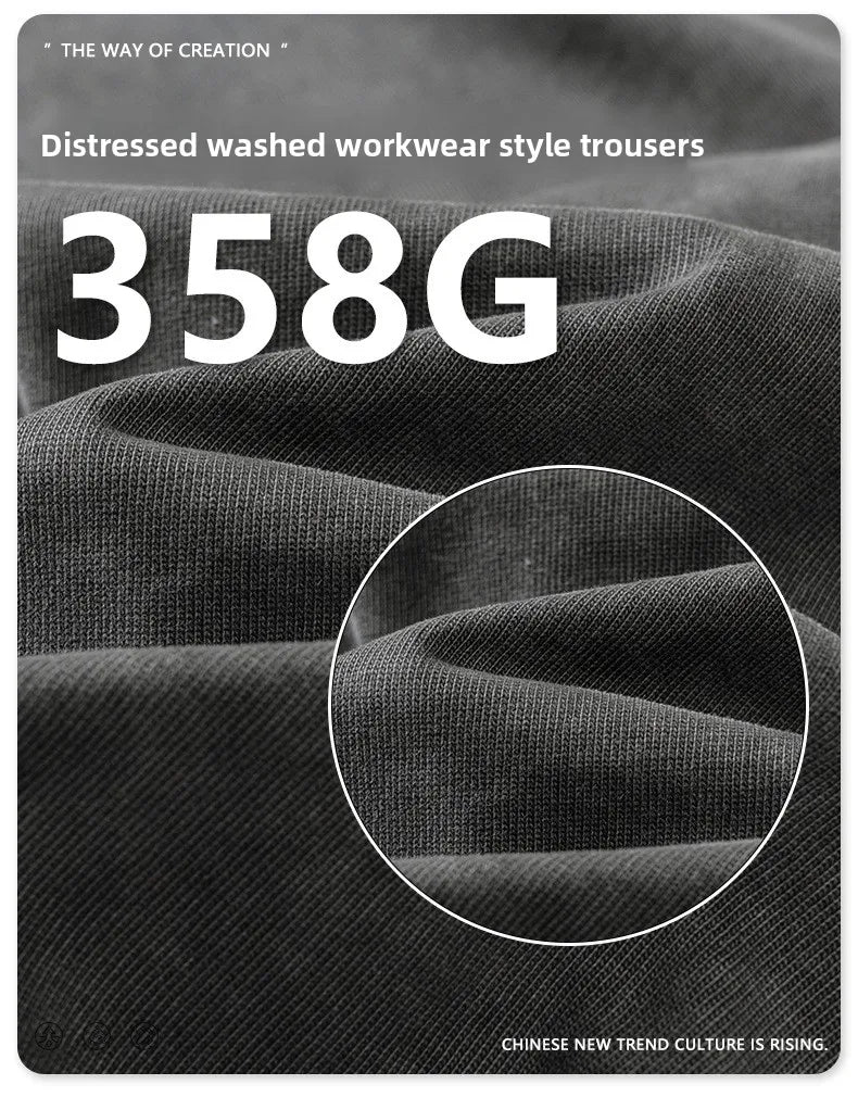Custom LOGO Men's 358G Spring Summer 100% Cotton New Teen Thin Multi-Pocket American Retro Washing Tooling Casual Couple Pants