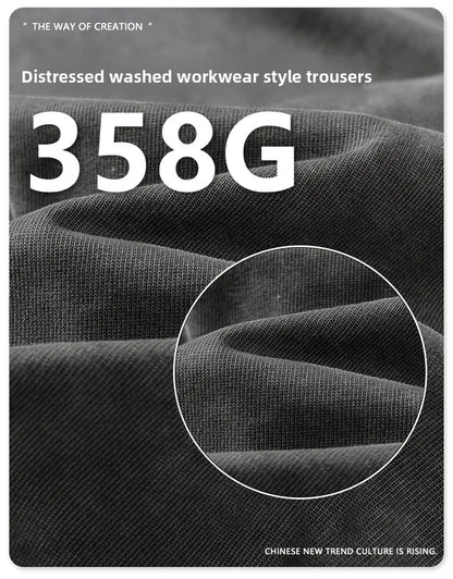 Custom LOGO Men's 358G Spring Summer 100% Cotton New Teen Thin Multi-Pocket American Retro Washing Tooling Casual Couple Pants