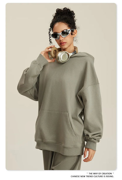Custom LOGO men's and women's heavy 445G terry cotton and polyester casual sweater spring and autumn hoodie 2024 top