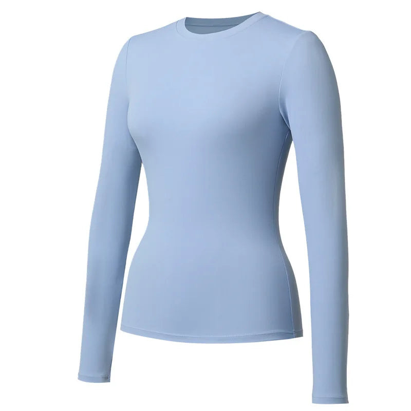 Custom LOGO Women's Naked Yoga Suit Long Sleeve T-Shirt Elastic Quick Drying Slim Fit Belly Running Fitness Top