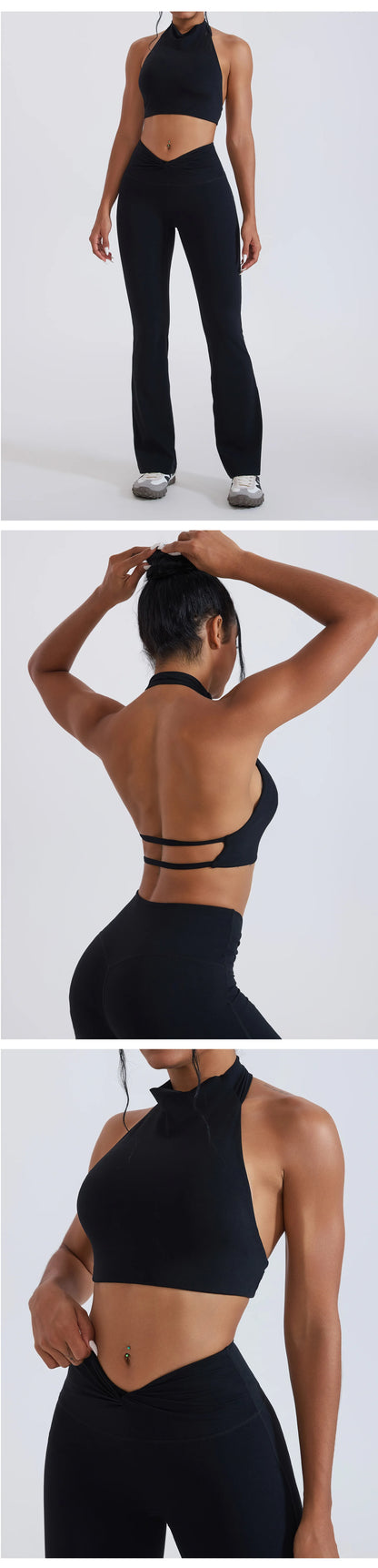 Halter Top Gym Vest Woman Backless Tank Tops Push Up Sport Bras Running Vest Workout Underwear With Chest Cushion Top Activewear