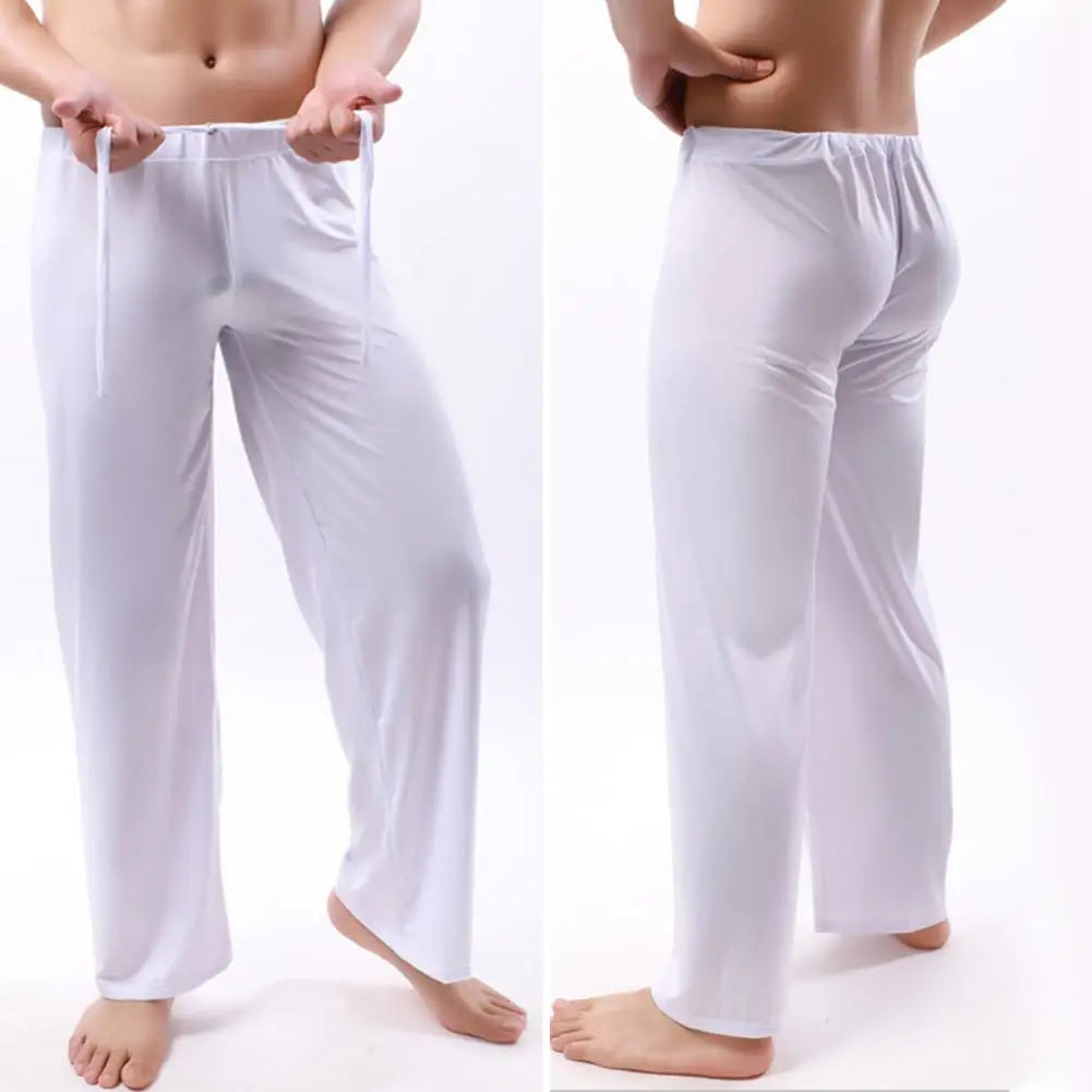 Men Yoga Pants Low Waist Drawstring Straight Loose Pajama Pants Thin Sports Comfortable Elastic Waist Men Sports Trousers