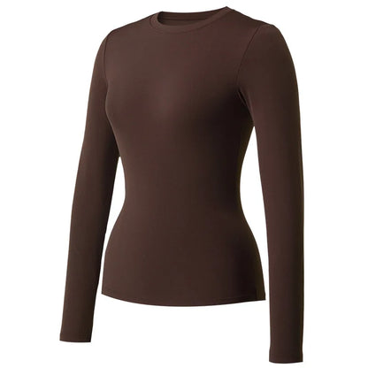 Custom LOGO Women's Naked Yoga Suit Long Sleeve T-Shirt Elastic Quick Drying Slim Fit Belly Running Fitness Top