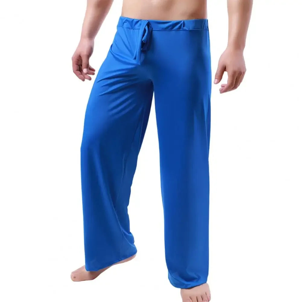 Men Yoga Pants Low Waist Drawstring Straight Loose Pajama Pants Thin Sports Comfortable Elastic Waist Men Sports Trousers
