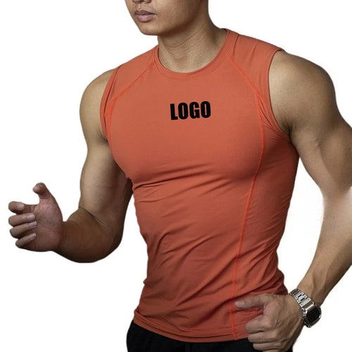 Custom LOGO men's fitness quick-drying vest tights vest elastic breathable sweat sleeveless high-elastic training clothes top