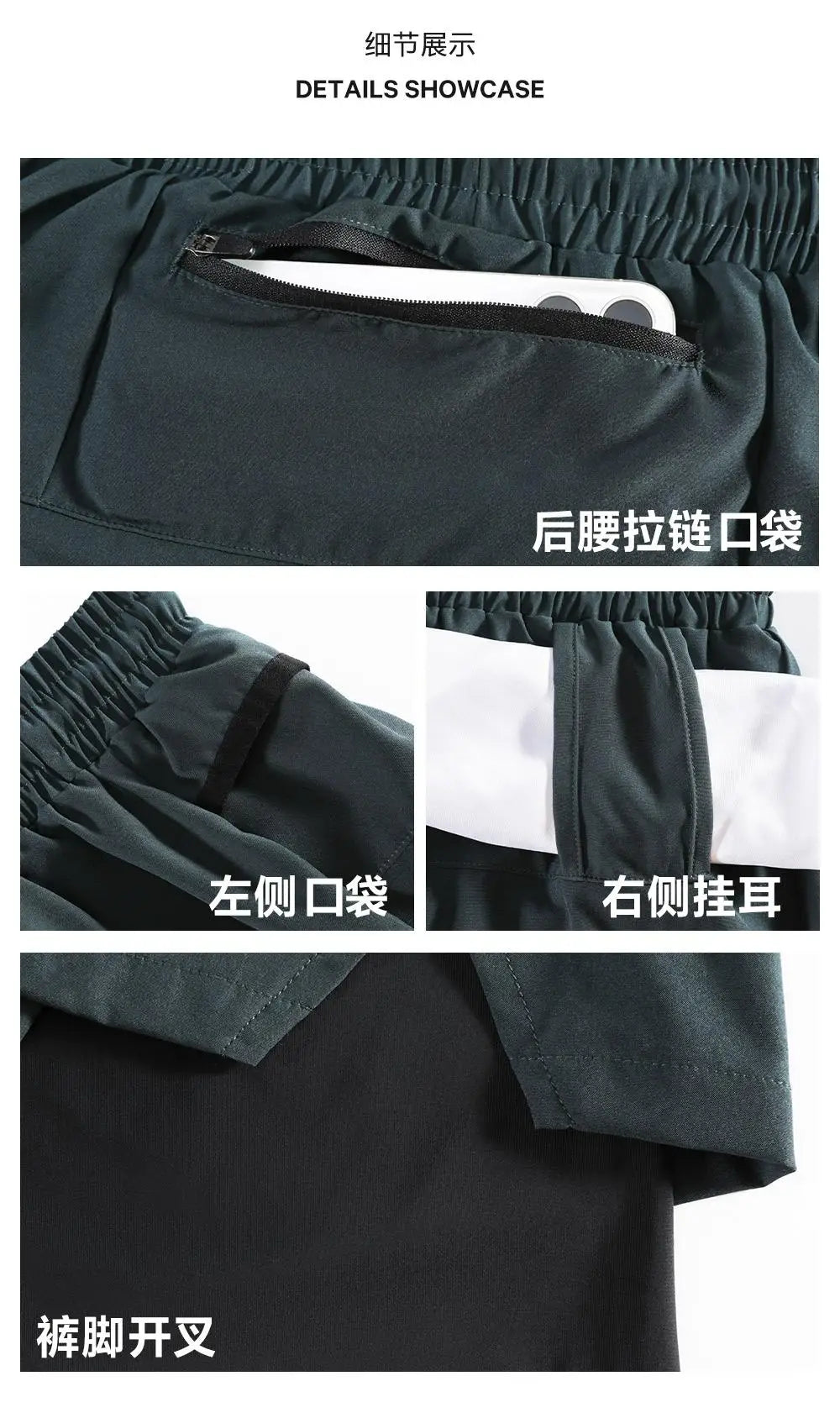 #51147-XIYU Custom LOGO Print Men's Running Shorts Quick-drying Fitness Black Double Layer Men New Sport Workout Training Short