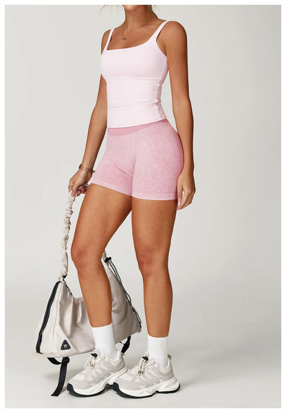 Sand Washed Yoga Shorts Women Yoga Shorts High Waist Workout Shorts Fitness Yoga Lift Butt Fitness Yoga Gym Running Short Pants