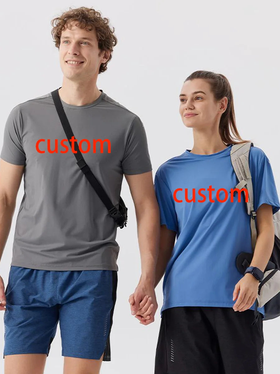 #5111-XIYU Custom LOGO Printed DIY Men's Loose Breathable Plain Short Sleeve Outdoor Cycling Quick Dry Running Fitness T-shirts