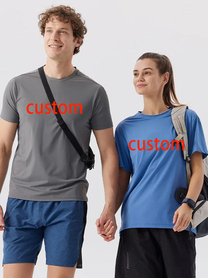 #5111-XIYU Custom LOGO Printed DIY Men's Loose Breathable Plain Short Sleeve Outdoor Cycling Quick Dry Running Fitness T-shirts