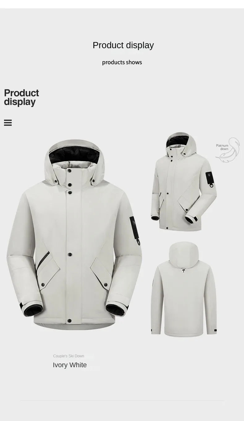 Winter Warm duck down Jacket Custom Logo Thick Skiing Down Jacket Coat Print Company Brand Design Outdoor Windproof jacket