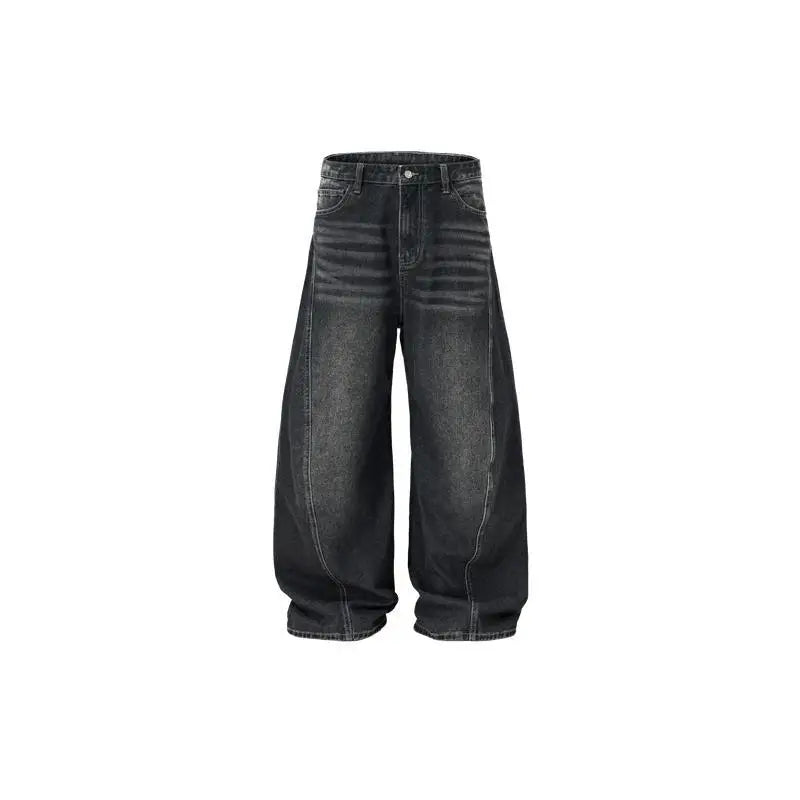 Custom LOGO men's 2026 denim scimitar pants cotton autumn new American retro washed old casual couple trousers