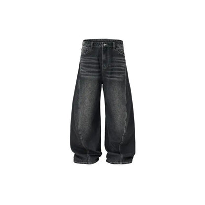 Custom LOGO men's 2026 denim scimitar pants cotton autumn new American retro washed old casual couple trousers
