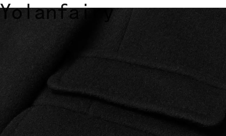 YOLANFAIRY Real Sheepskin Leather Patchwork Wool Coat for Men Autumn Trendy Short Cashmere Jacket Loose Streetwear ropa hombre