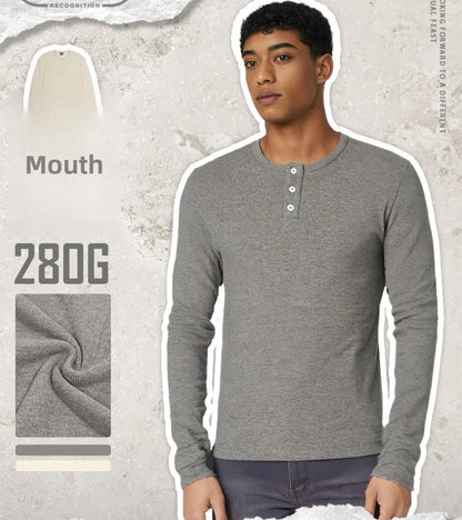 Custom LOGO Men's Skinny Button Long Sleeve T-Shirt Casual Sports Men's Bottom Shirt Top