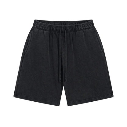Custom LOGO men's new washed 420G European and American 100% cotton retro terry couple casual sports shorts