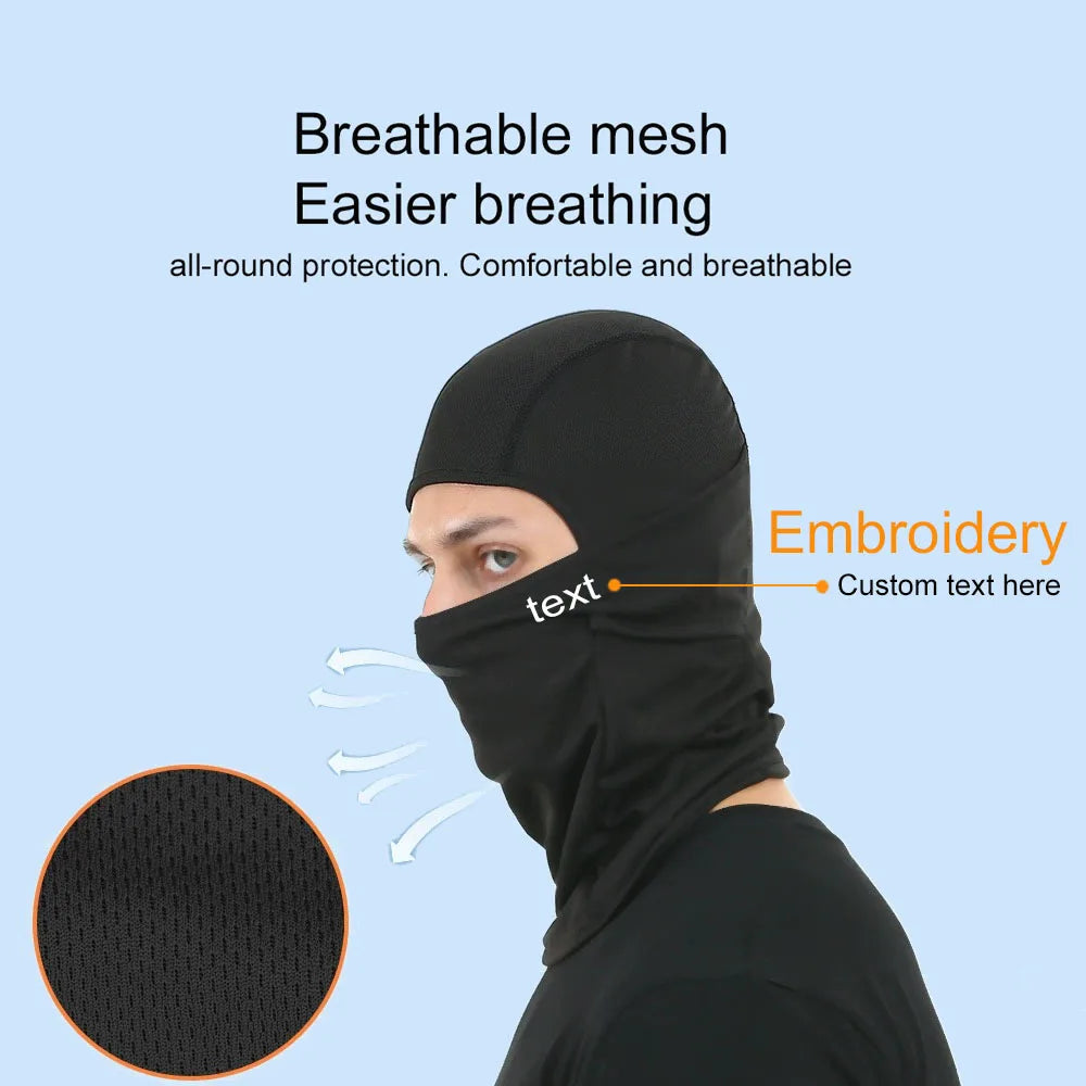 Personalized Custom Text Ski Mask Balaclava for Men Women Snowboarding, Motorcycle, UV Protection & Wind Protection Dropshipping