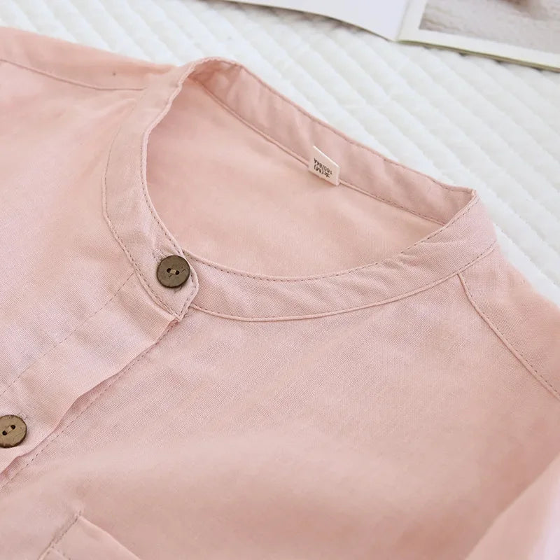 2026 New Spring/Summer Couple's Pajama Set 100% Cotton Simple Men's and Women's Long Sleeve Long Pants Two Piece Home Clothes