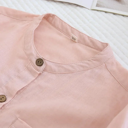 2026 New Spring/Summer Couple's Pajama Set 100% Cotton Simple Men's and Women's Long Sleeve Long Pants Two Piece Home Clothes