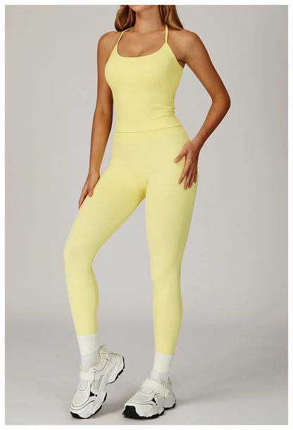 Custom LOGO women's seamless new yoga vest strap cross back sports underwear outdoor running fitness top