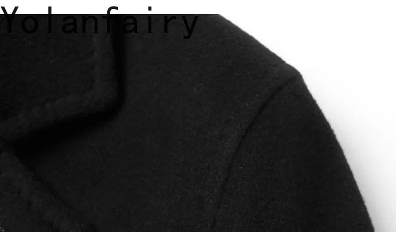YOLANFAIRY Real Sheepskin Leather Patchwork Wool Coat for Men Autumn Trendy Short Cashmere Jacket Loose Streetwear ropa hombre
