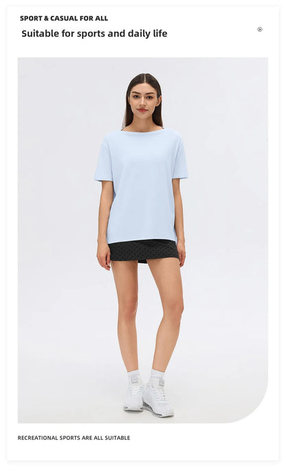 Custom LOGO Women's Summer Short Sleeve Loose Casual Running T-Shirt Yoga Fitness Sports Top Breathable Sweating