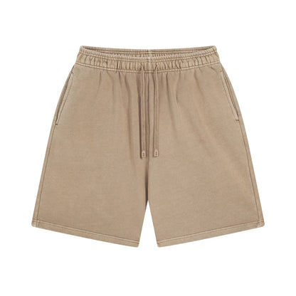 Custom LOGO men's new washed 420G European and American 100% cotton retro terry couple casual sports shorts