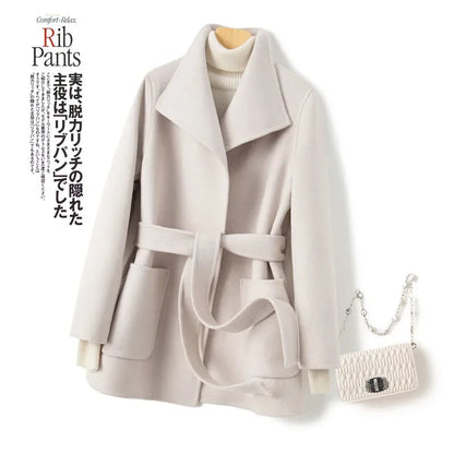 YOLANFAIRY Winter Double-sided Woolen Coat Women's Short Hepburn 100% Wool Coat for Women Elegant Clothes Chaqueta Feminine F