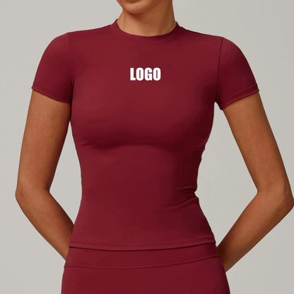 Custom LOGO women's summer short-sleeved t-shirt quick-drying yoga clothes fitness tops outdoor running sports short sleeves
