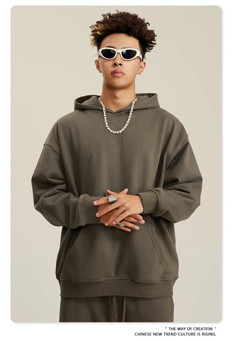 Custom LOGO men's and women's heavy 445G terry cotton and polyester casual sweater spring and autumn hoodie 2024 top