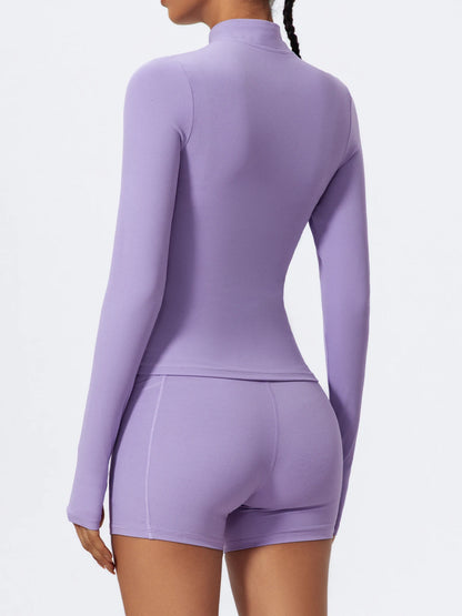 Hearuisavy Half Zipper High Collar Sports Shirts Quick-Dry Yoga Clothing Women Sportswear Fitness Long Sleeve Tight Clothes