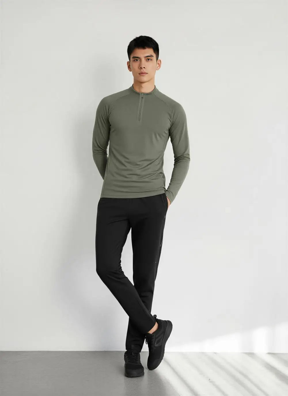#9907-XIYU Custom LOGO Fitness Compression Sport Gym Running Exercise Elastic Long Sleeves half zip High neck Tops men T-shirt