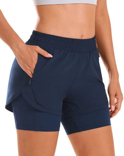 Custom LOGO women's breathable loose anti-light yoga zipper pocket outdoor mountaineering running sports shorts