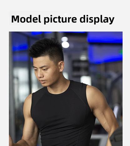 Custom LOGO men's fitness quick-drying vest tights vest elastic breathable sweat sleeveless high-elastic training clothes top
