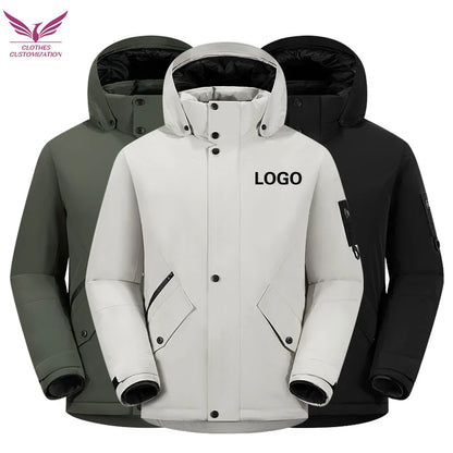 Winter Warm duck down Jacket Custom Logo Thick Skiing Down Jacket Coat Print Company Brand Design Outdoor Windproof jacket