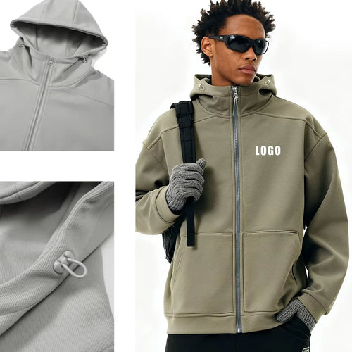Personalized LOGO Custom Men's Temperature Control Fleece Zipper Hooded Sweater 2026 Spring and Autumn Sports Couple Jacket Top